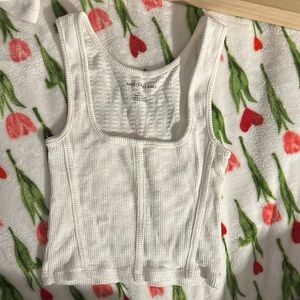 American Eagle Outfitters White Ribbed Tank Top